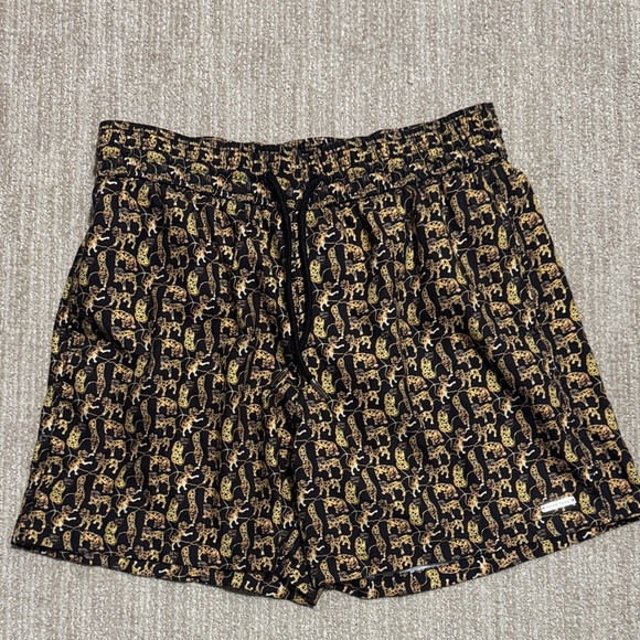 Jared Lang Other - Jared Lang Mens M Black Animal Print Hybrid Swim Trunks Mesh Lined Board Shorts